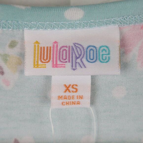LULAROE BLUE WITH PINK FLORAL TANK TOP WITH ROUNDED HEM SIZE XS NWT - Picture 2 of 7
